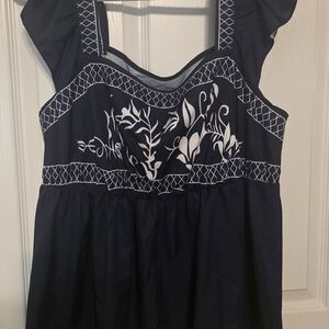 SHEIN Curve Navy Top with White Trim